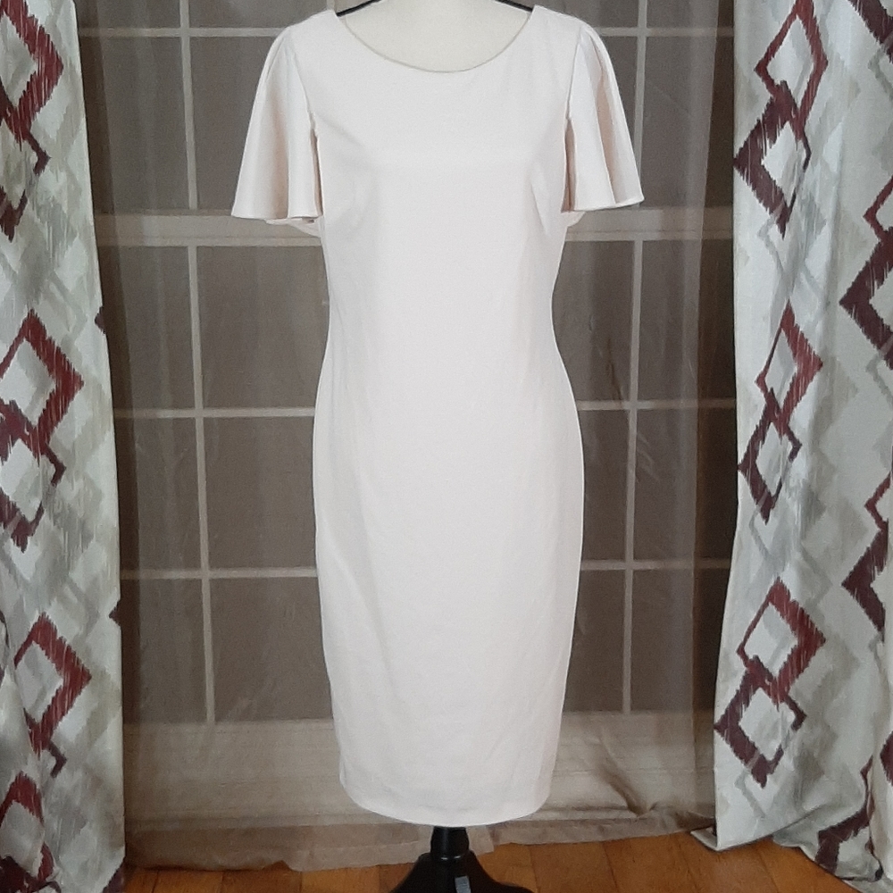 Calvin Klein Flutter Sleeves Light Pink Dress